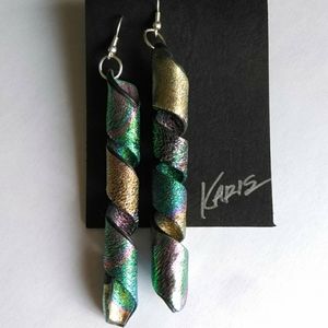 SOLD! Spiral Earrings Handcrafted Multicolors